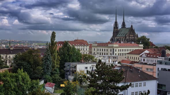 Time lapse view of the city of Brno in the Czech Republic