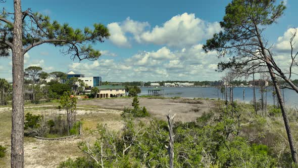 Aerial view of bay in Orange Beach, Alabama