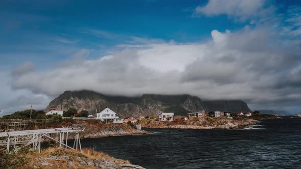 Time lapse of Henningsvær village in the Lofoten Islands Northern Norway.