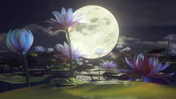 Full Moon Over The Lotus Pond