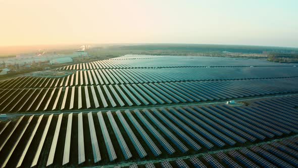 Top View of a Solar Power Station Renewable Energy Solar Panels