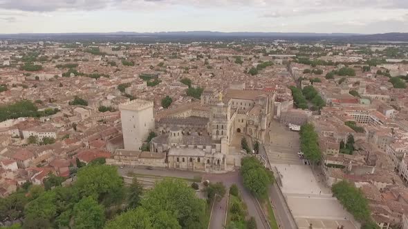 Aerial View of Avignon and the Popes Palace, France