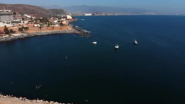 Boats on Ensenada beach Mexico