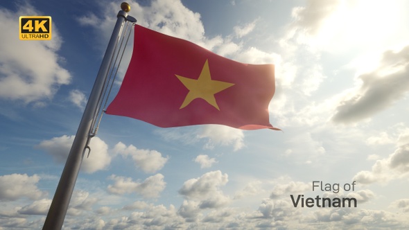 Vietnam Flag on a Flagpole - 4K