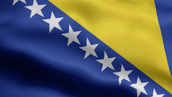 Bosnia And Herzegovina Flag Seamless Closeup Waving Animation