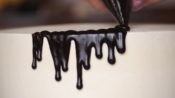 Close up view of a drip cake