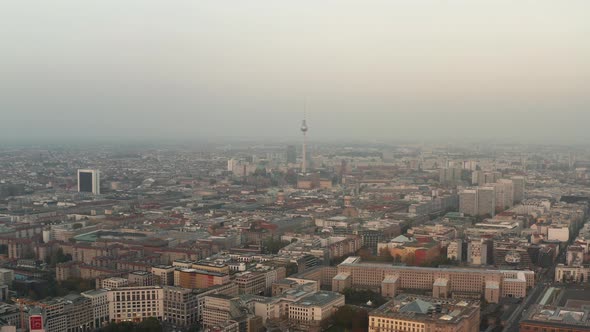 Panoramic Aerial Descending Footage of City