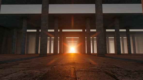 Sunset Through The Columns