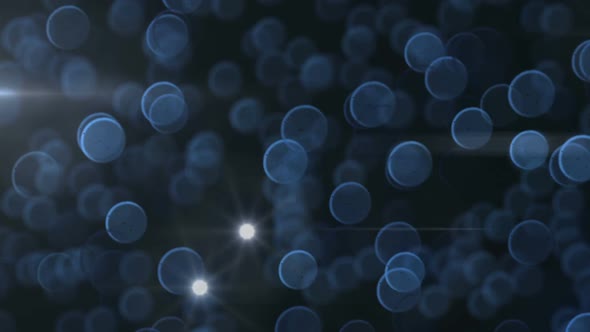 Animation of blue circles and shiny bokeh