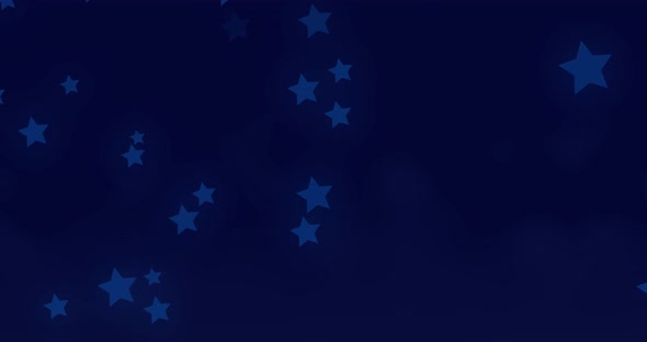 Animation of glowing blue stars twinkling and moving in hypnotic motion on dark blue background