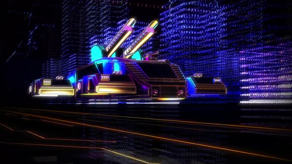 Security Tank is floating above the ground in the newly developed cyber software alt