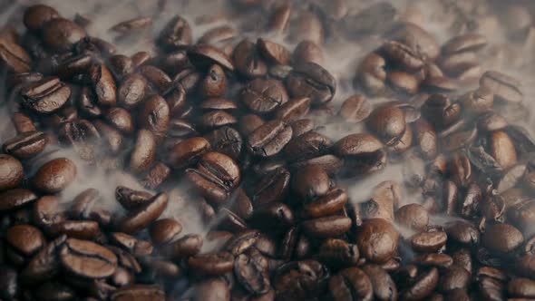 Steam Rushes Over Coffee Beans