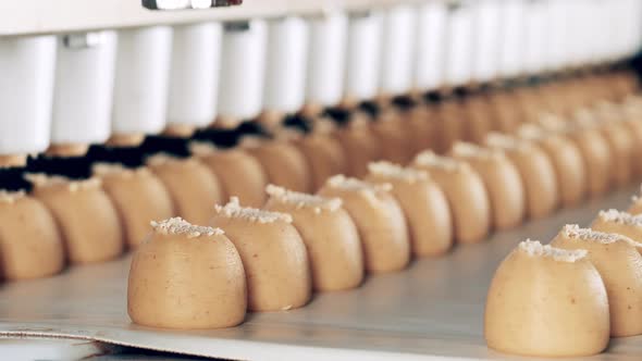 Close Up of Fudge Candies Getting Manufactured in Batches