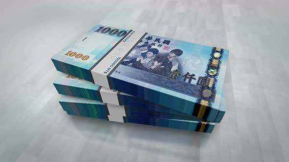 Taiwan Dollar money banknote pile packs