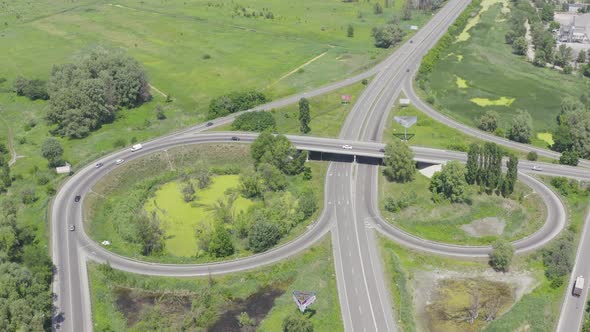 Top Shot of a Modern Industrial Overpasses and Bridges