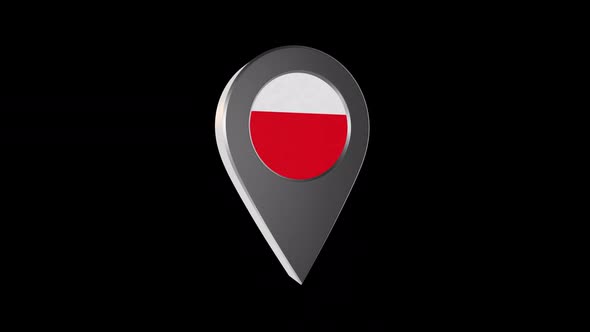 3d Animation Map Navigation Pointer With Flag Of Lousanne (Switzerland) With Alpha Channel - 2K