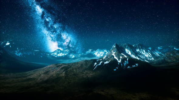 Milky Way Over the Mountain Peaks