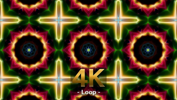 Multi Shape Colorful Kaleidoscope Energy Flow 4K Loop 01