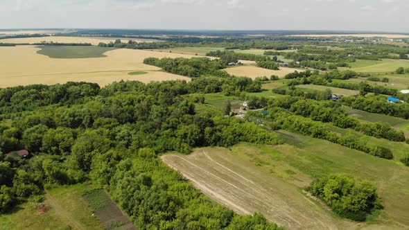 Beautiful Rural Summer Landscape From a Height in Russia