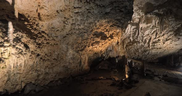 Cave Landscape in the Middle of the Mountain with Stalactites