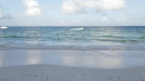 Boats in the Ocean Near the Coast of Zanzibar Tanzania Slow Motion