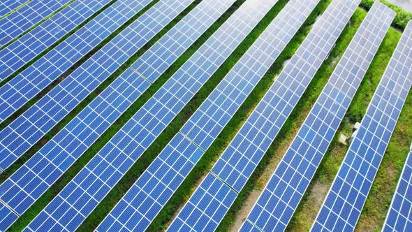 Top view of a solar power station. drone footage. 4k