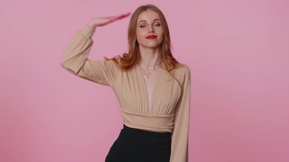 Responsible Woman Giving Salute Listening to Order As If Soldier Following Discipline Obeying