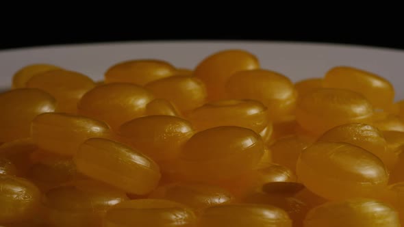 Rotating shot of butterscotch candies