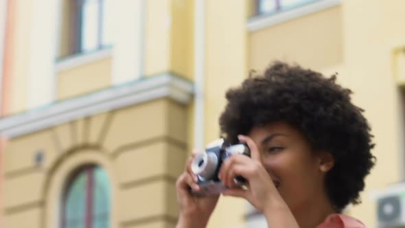 Female Student Taking Photo of Cityscape, Blogger Travelling, Favorite Hobby