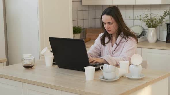 Tired Female Freelancer Overwhelmed with Job