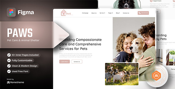 Paws - Pet Care and Animal Shelter Figma Template