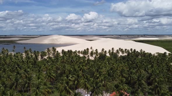 Brazilian landmark rainwater lakes and sand dunes. Jericoacoara Ceara.