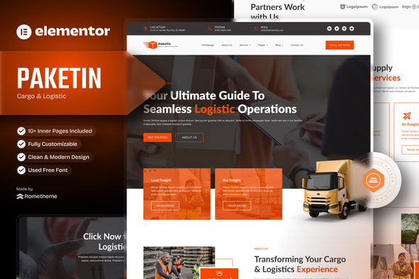 Paketin - Cargo and Logistics Elementor Template Kit