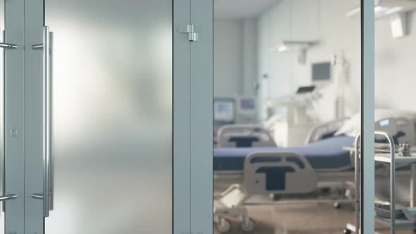 Hospital room with a two bed and modern medical equipment