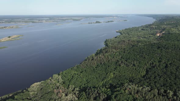 Dnipro River. Aerial View. Landmark of Ukraine