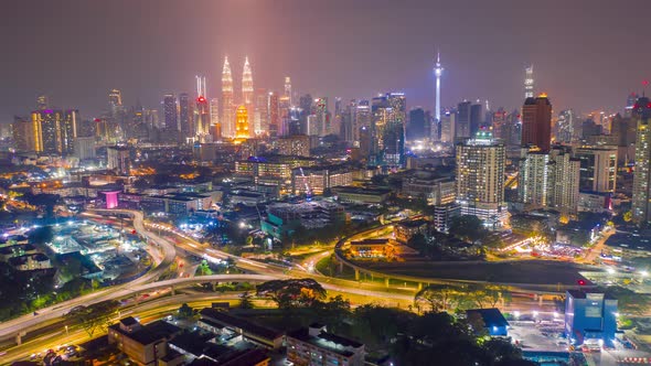 Kuala Lumpur city center view during dawn overlooking the city