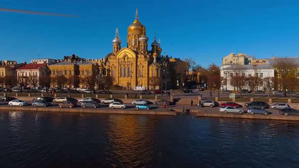 Aerial Footage of Church of the Assumption of the Blessed Virgin Mary Blockade Temple St