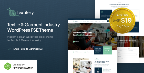 Textilery – Textile & Garment Industry FSE WordPress Theme – 0 Sold!