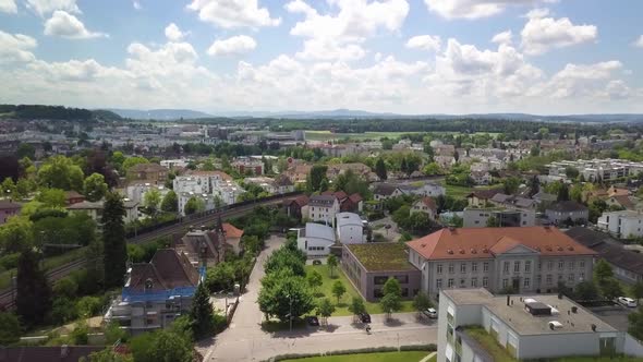 Panoramic shot over the city of Bülach. A lot is going on if you look closely.
