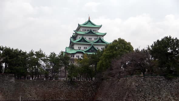 Nagoya Castle Defence Wall with Tourists Timelapse