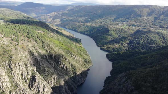 Rver Sil Canyon, Galicia Spain. Aerial view