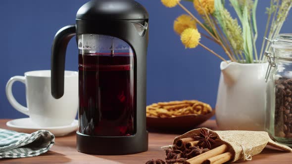 Brewing Black Tea in a Teapot Closeup
