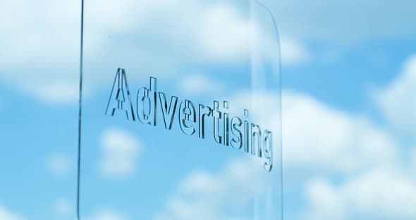 Glass Advertising Lettering and Clouds in the Background alt
