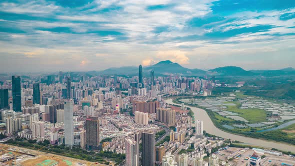 Timelapse Of The Jingji 100 Building At Evening In Shenzhen, China