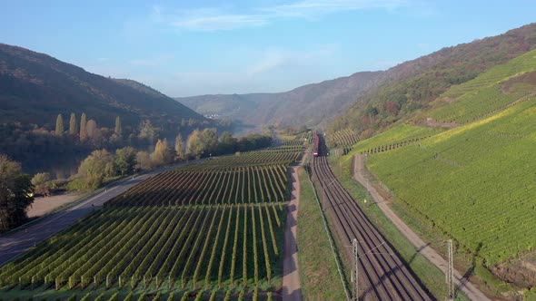 Freight Train Travelling Through the Countryside