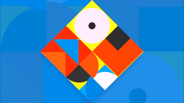 Colorful Geometric Design with Moving Figures