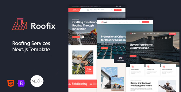 Roofix | Roofing Services Next.js Template – 0 Sold!