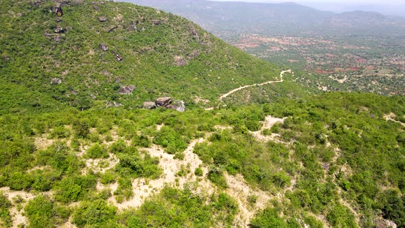 Drone view of West Pokot, North Rift  -Kenya -:green raining season on the north dry parts of  Kenya