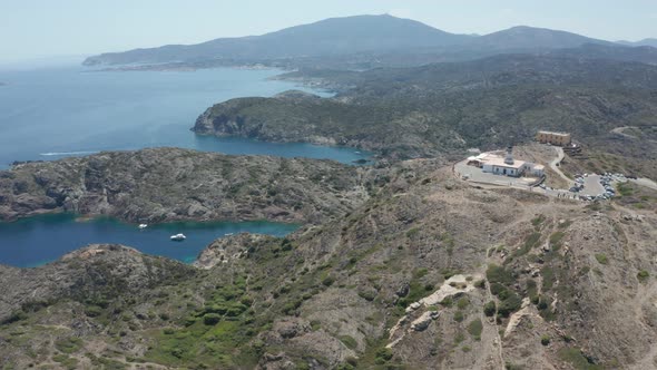 Drone Flight Over Mountain Hills of Cap De Creus