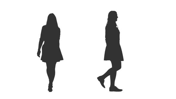 Walking Female Silhouette on Transparent Background